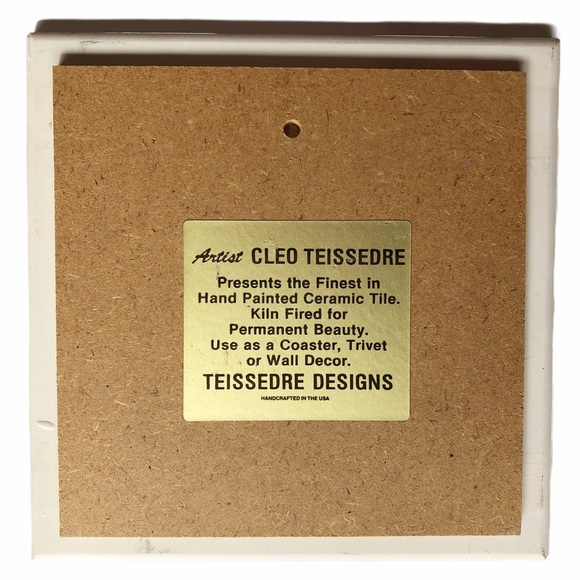 Vintage Cleo Teissedre Handpainted Southwestern Wedding Vase Ceramic Tile - Picture 3 of 3